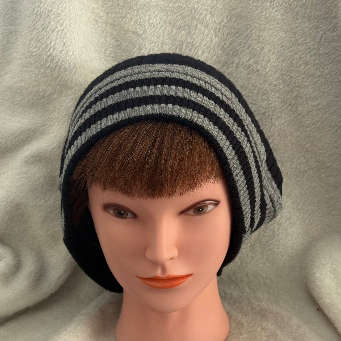 Grayscale Riot Slouch Beanie – Upcycled Everyday Hat