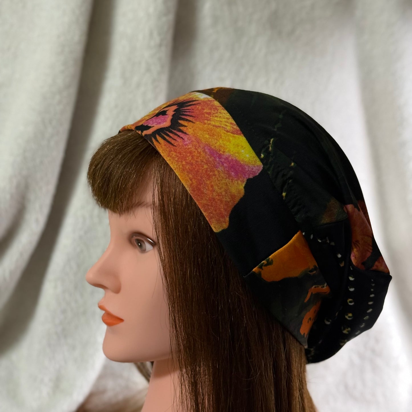Midnight Bloom Lightweight Slouch Beanie – Upcycled Everyday Hat