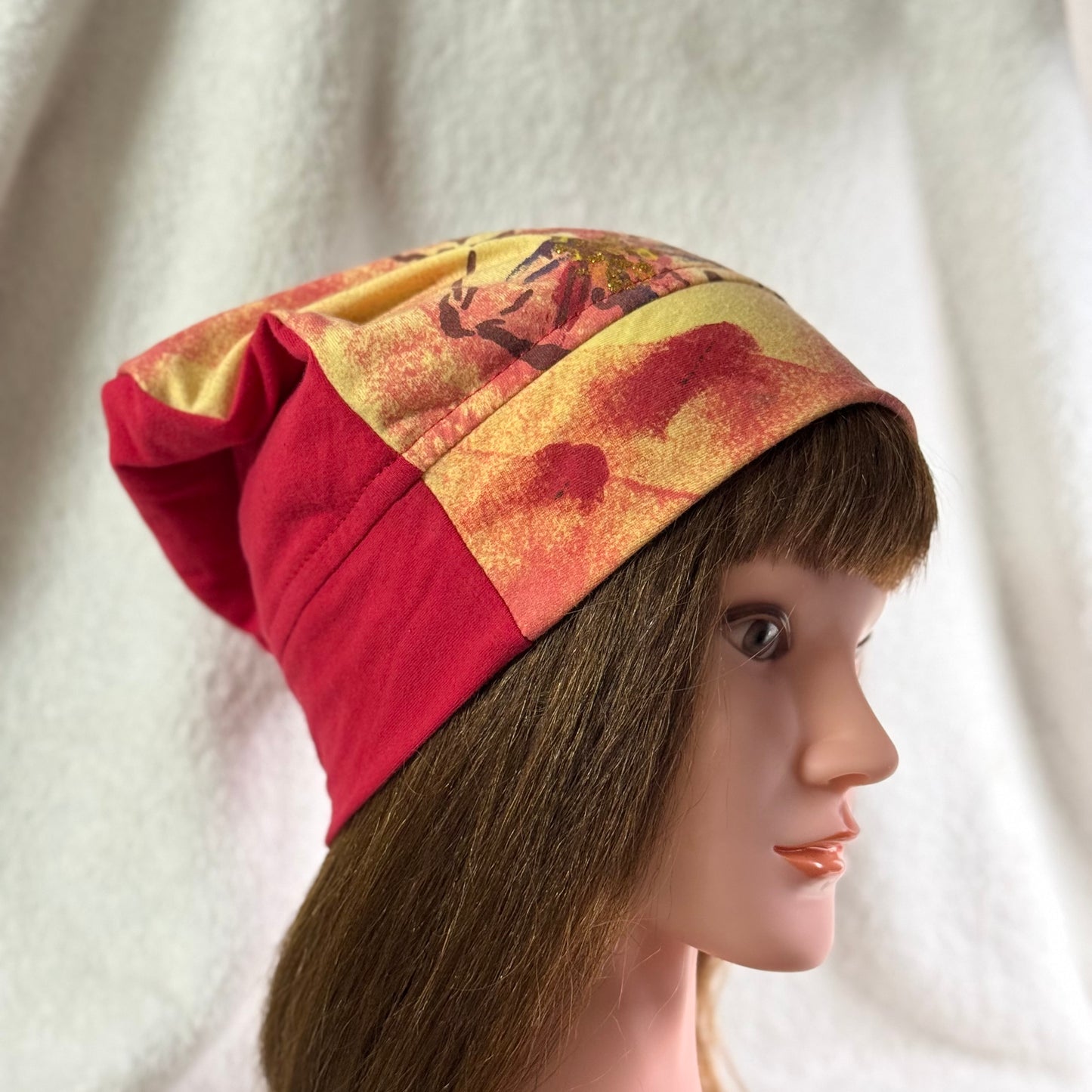 Floral Sunset Lightweight Slouch Beanie – Upcycled Everyday Hat