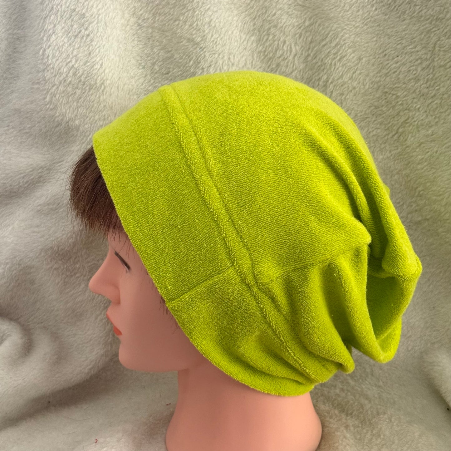 Electric Green Slouch Beanie – Upcycled Everyday Hat
