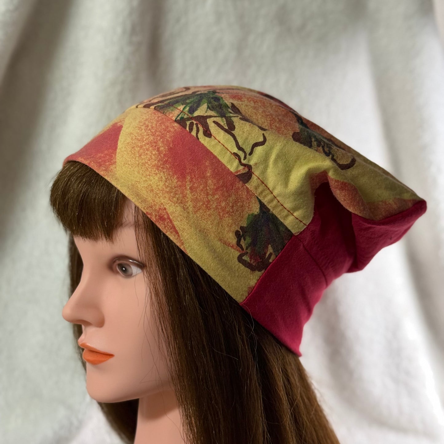 Floral Sunset Lightweight Slouch Beanie – Upcycled Everyday Hat