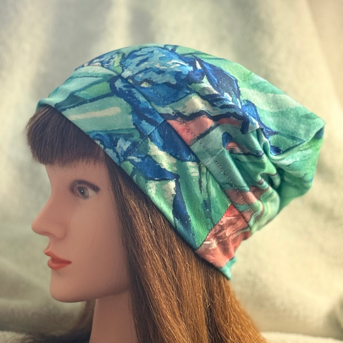 Iris Garden Slouch Beanie – Upcycled Everyday Hat