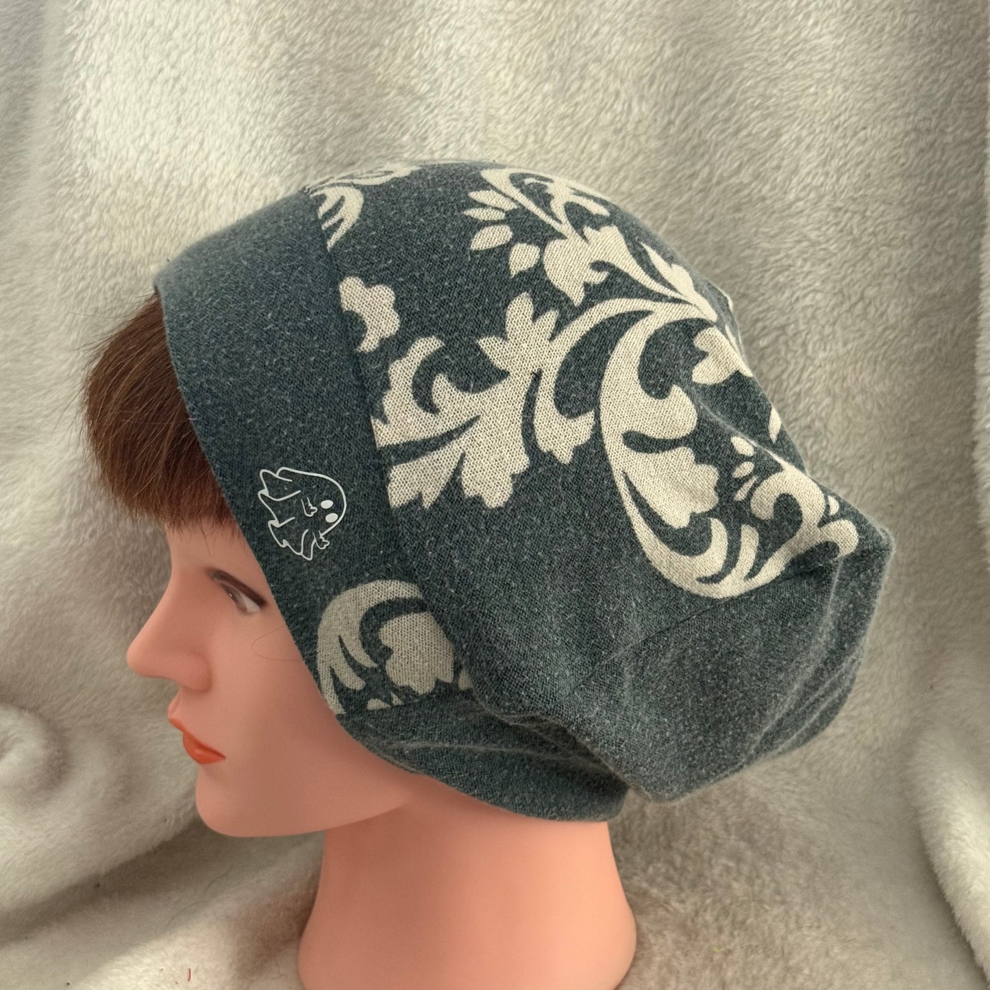 Gothic Ghost Slouch Beanie – Upcycled Everyday Hat