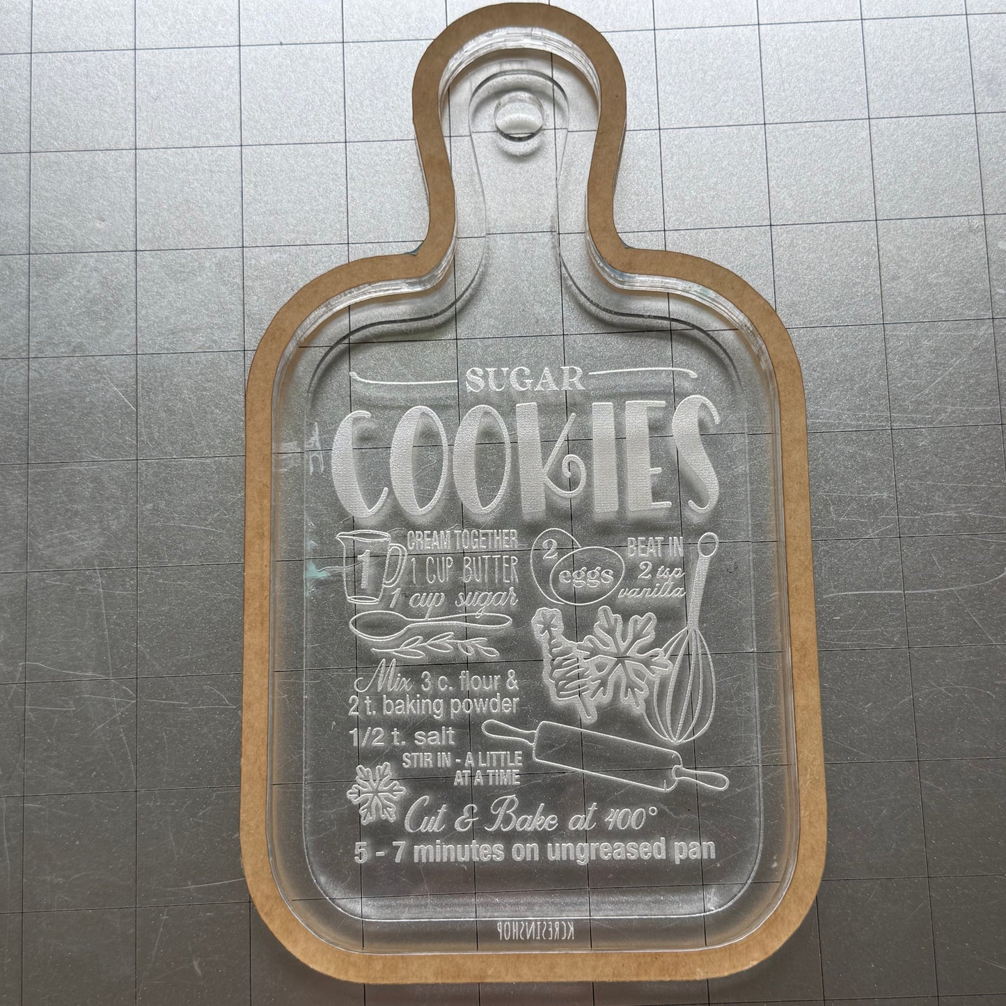 Used Sugar Cookie Recipe Board Acrylic Blank for Mold Making