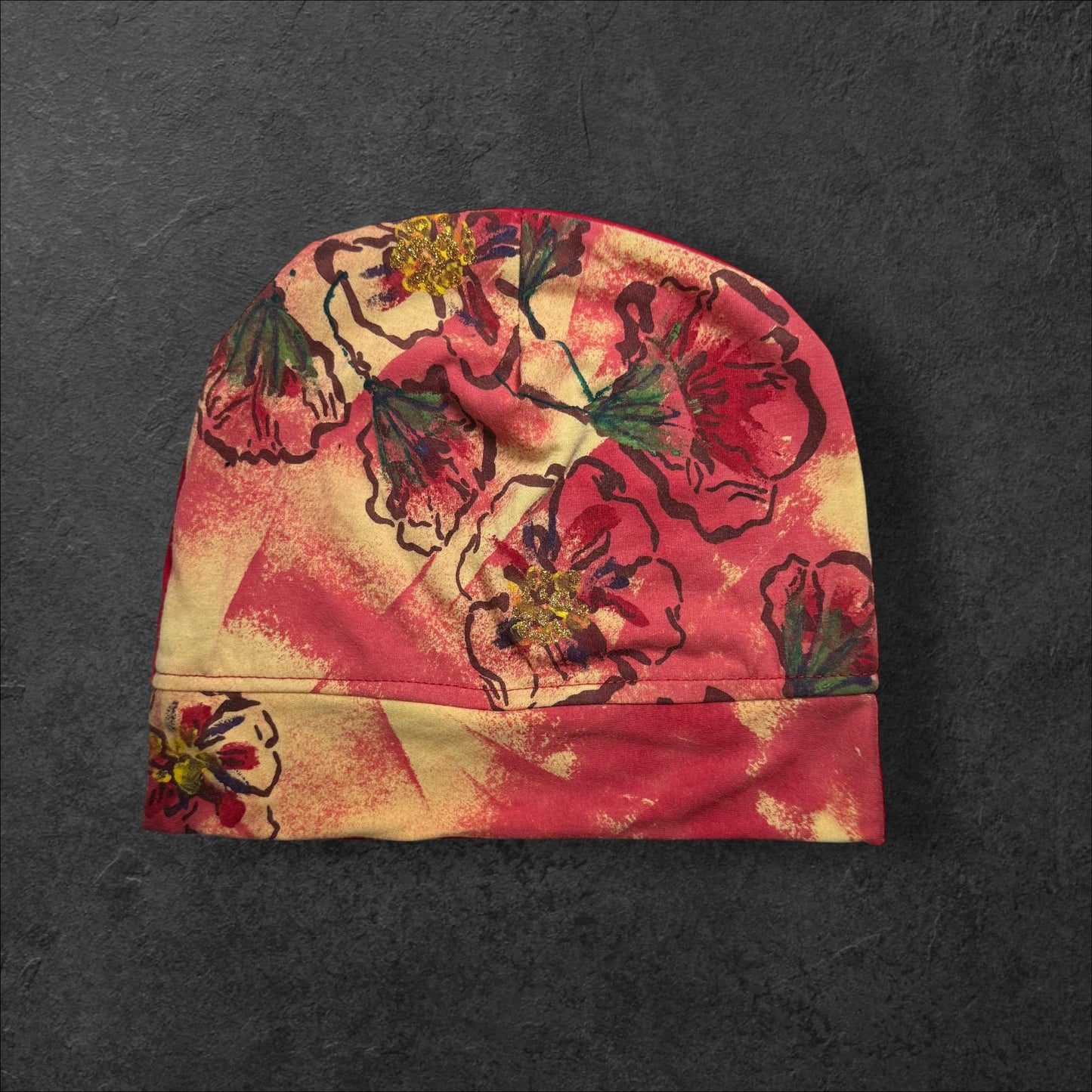 Floral Sunset Lightweight Slouch Beanie – Upcycled Everyday Hat