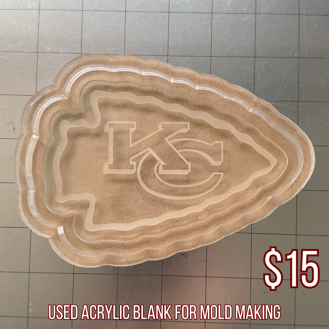 Used Arrowhead Flat Acrylic Blank for Mold Making with Attached Housing