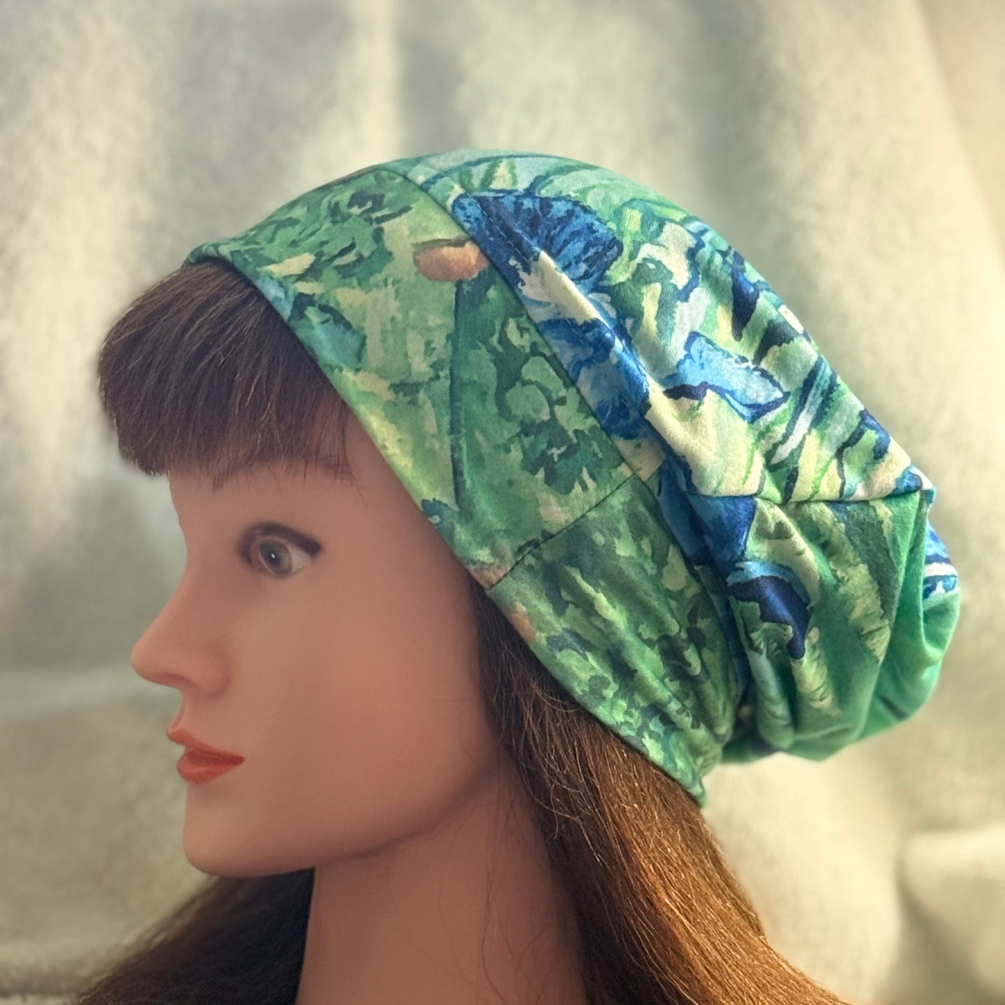 Iris Garden Slouch Beanie – Upcycled Everyday Hat