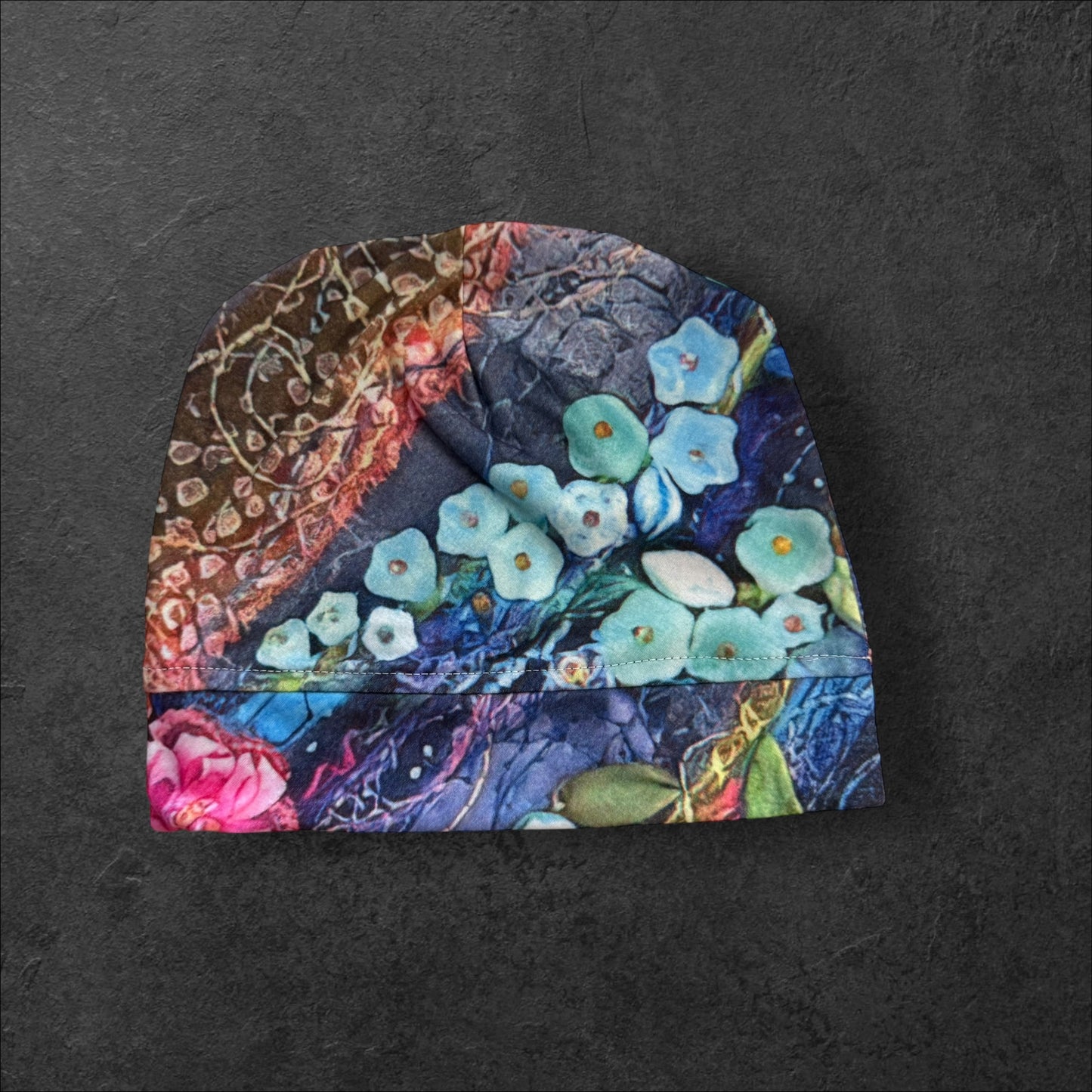 Midnight Garden Slouch Beanie – Upcycled Everyday Hat