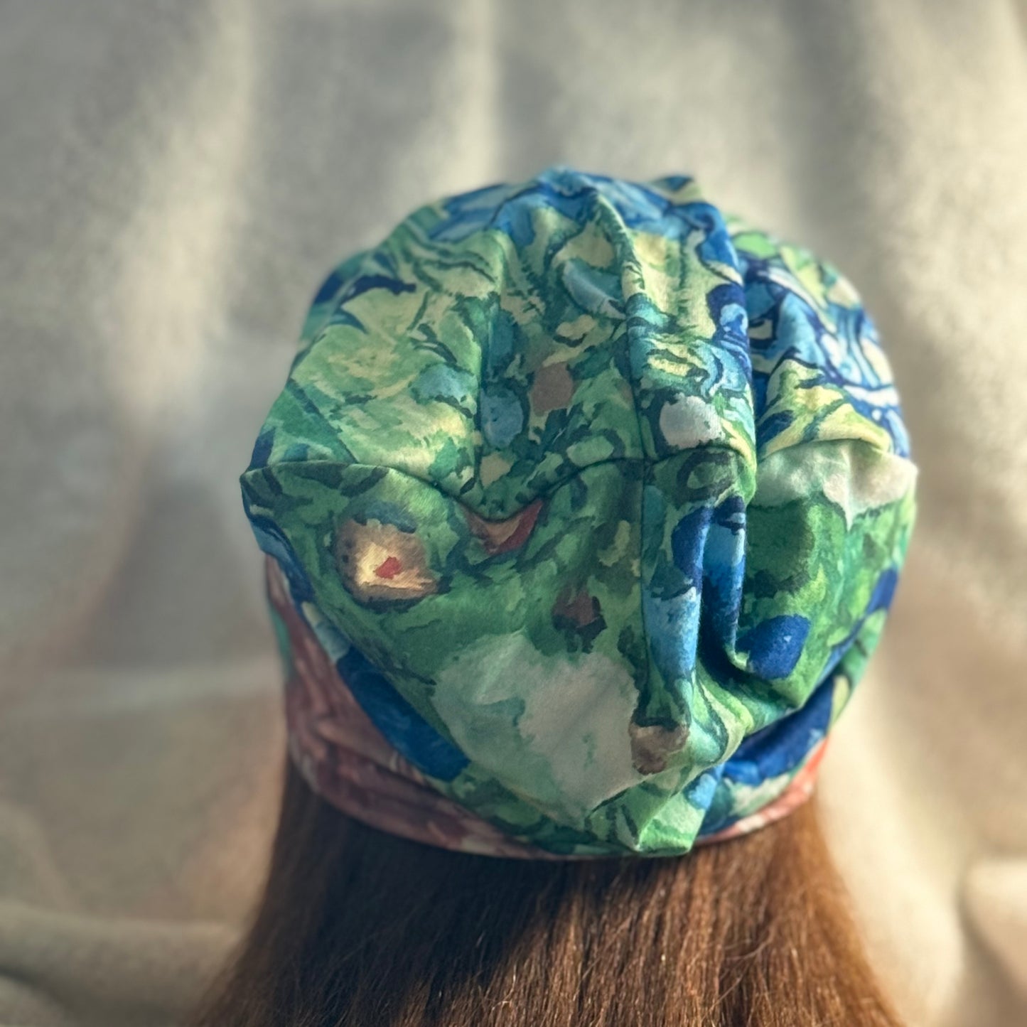 Iris Garden Slouch Beanie – Upcycled Everyday Hat
