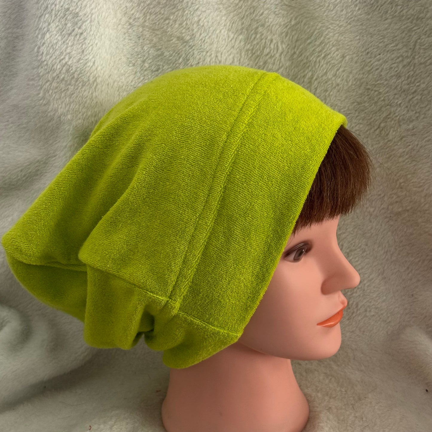 Electric Green Slouch Beanie – Upcycled Everyday Hat