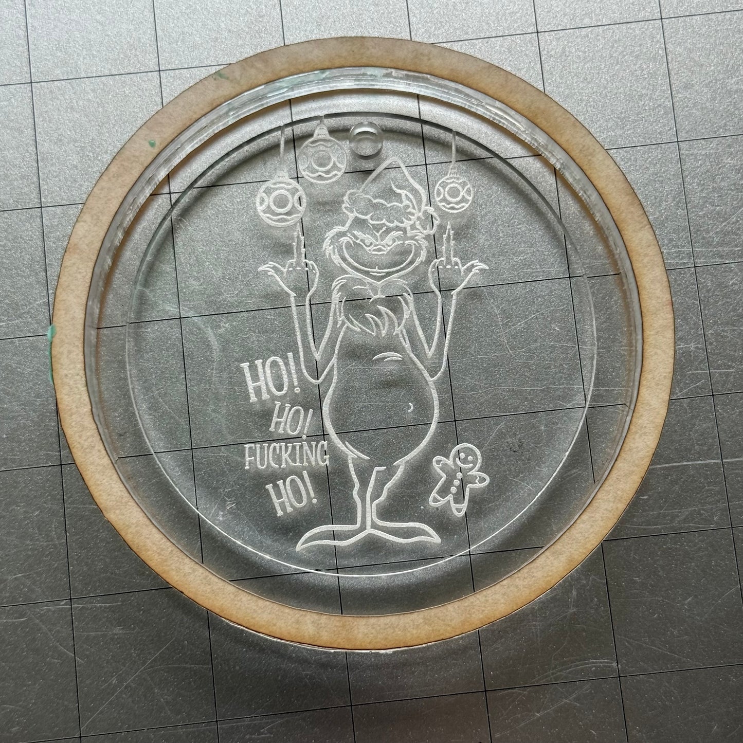 Used Naughty Green Dude Ornament Acrylic Blank for Mold Making