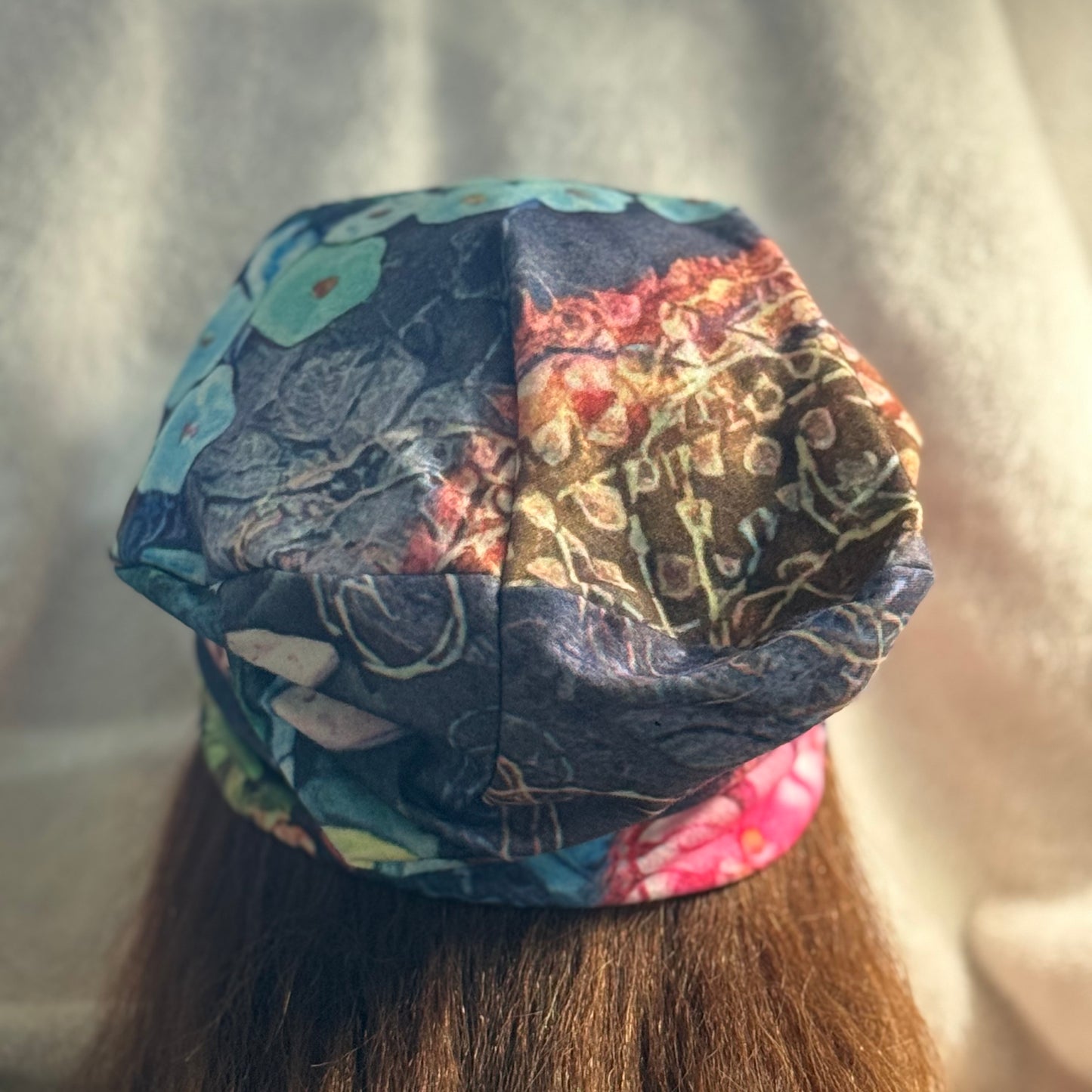 Midnight Garden Slouch Beanie – Upcycled Everyday Hat