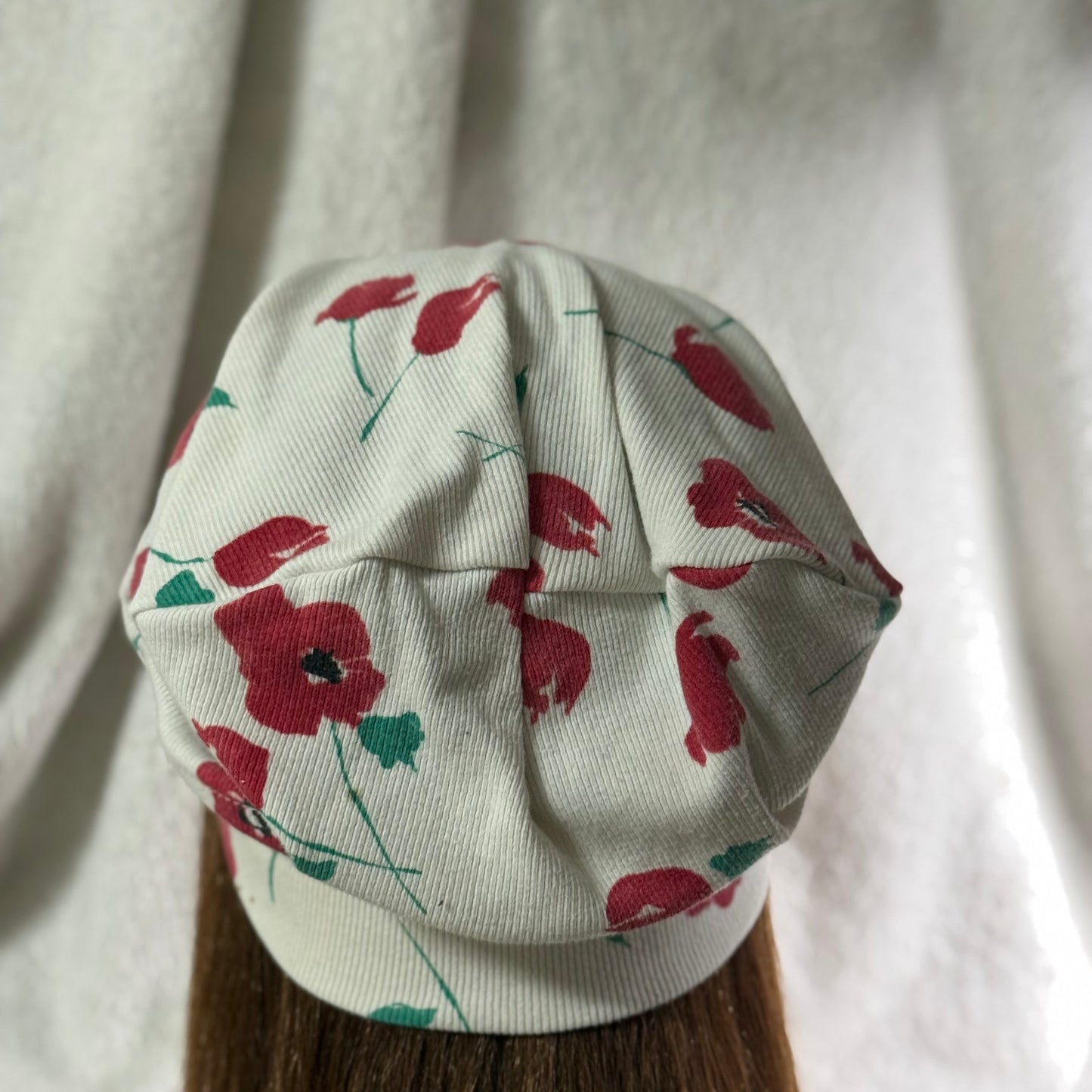 Spring Poppies Lightweight Slouch Beanie – Upcycled Everyday Hat