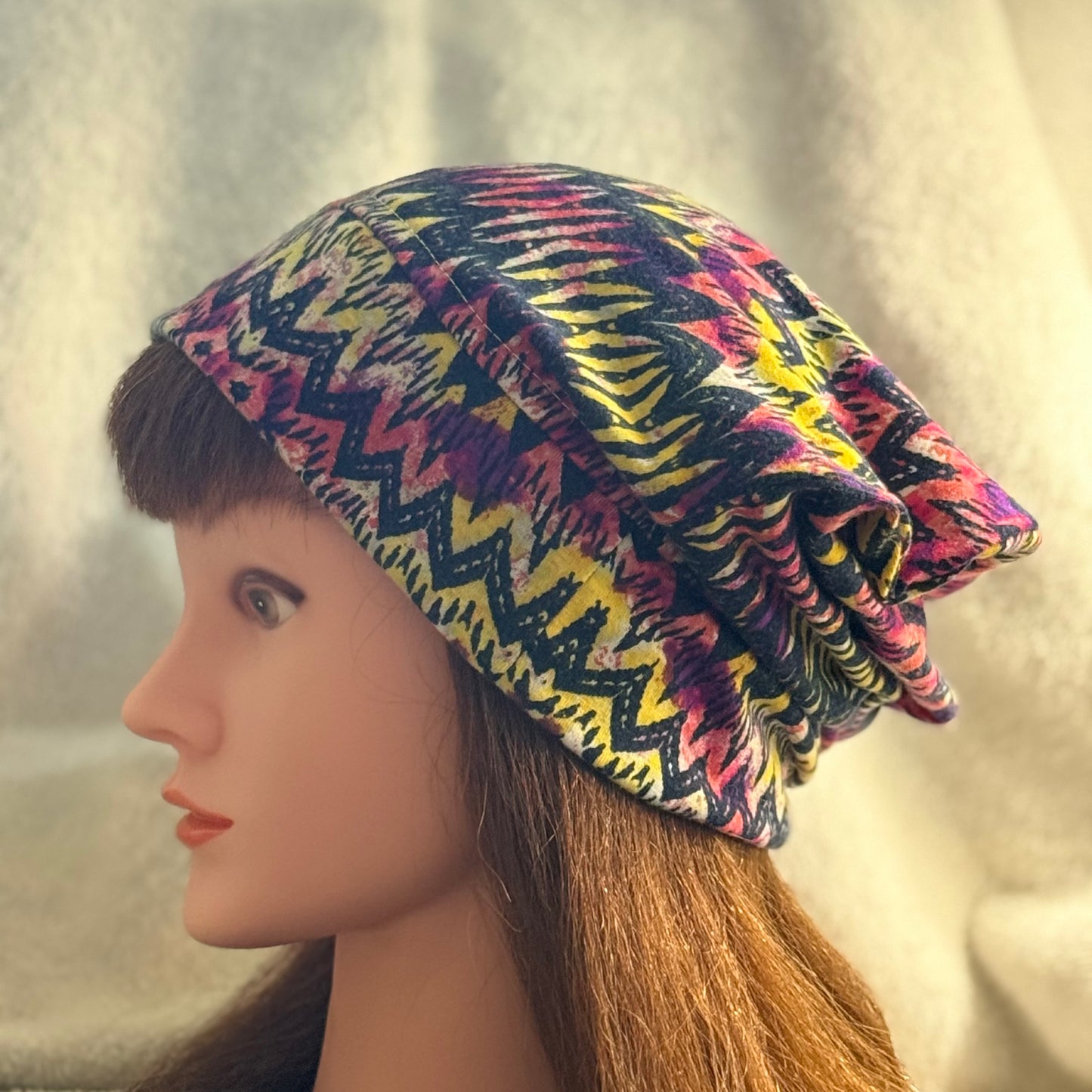 Electric Vibe Slouch Beanie – Upcycled Everyday Hat