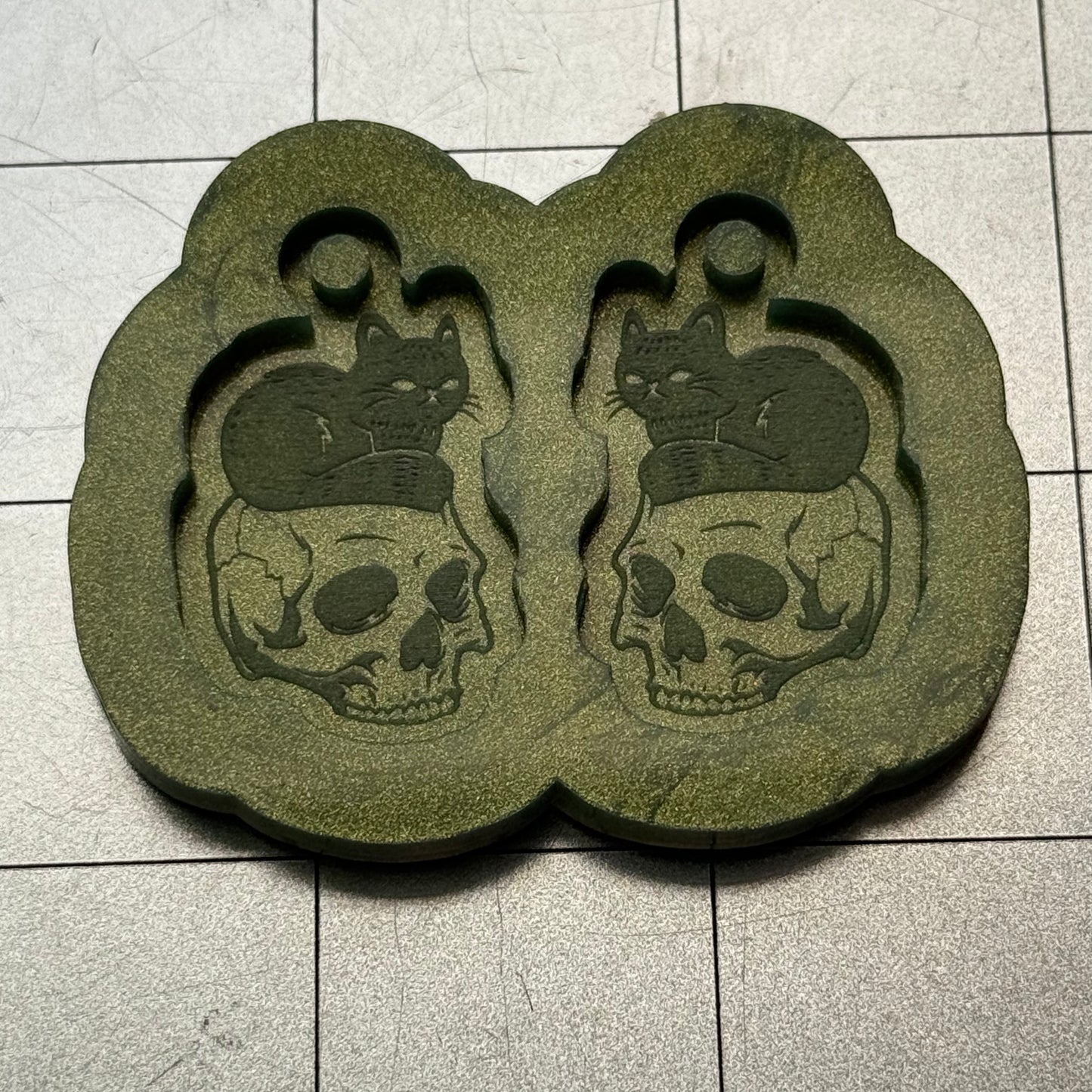 Cat on Skull Earrings Mold