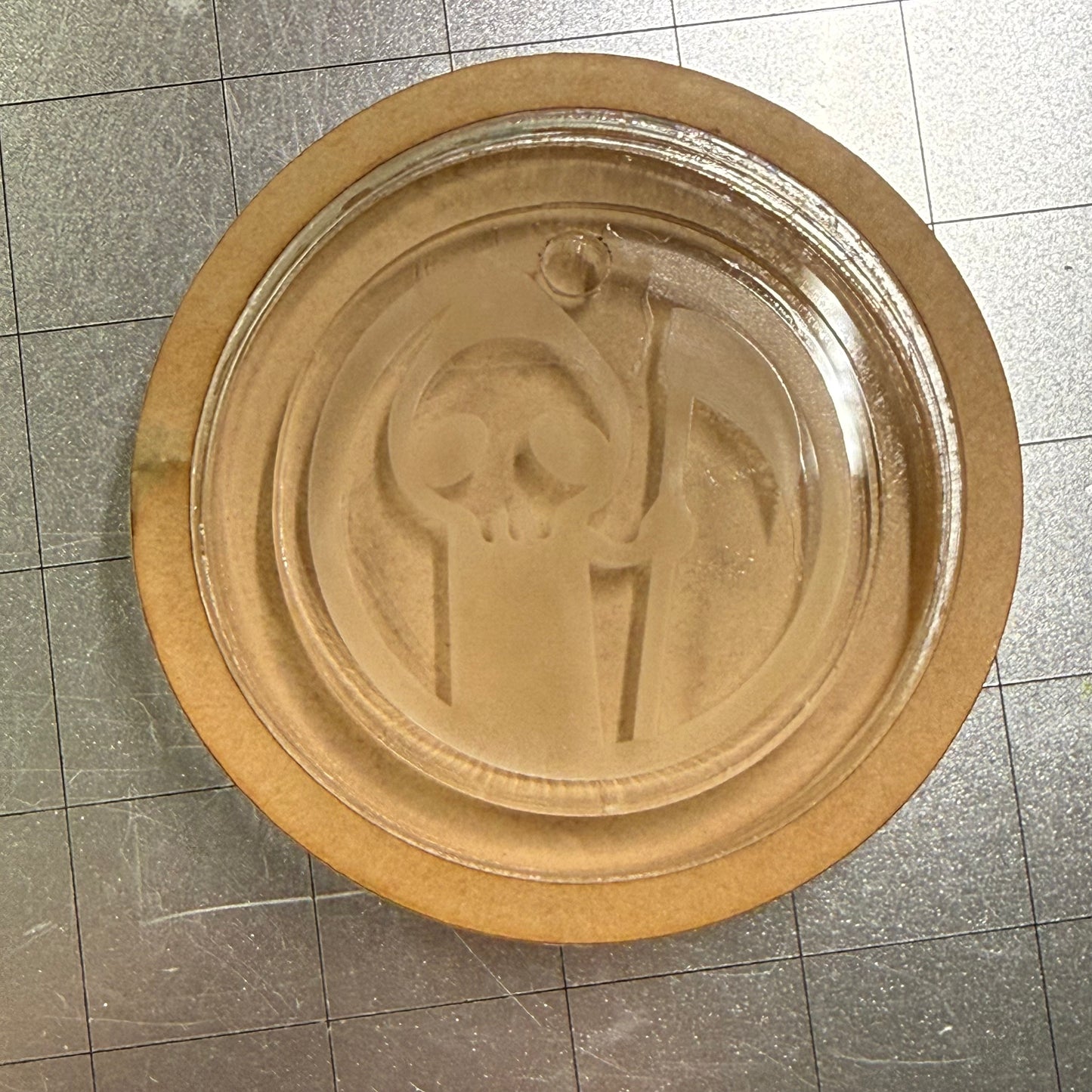 Used Grim Reaper Acrylic Blank for Mold Making with Attached Housing