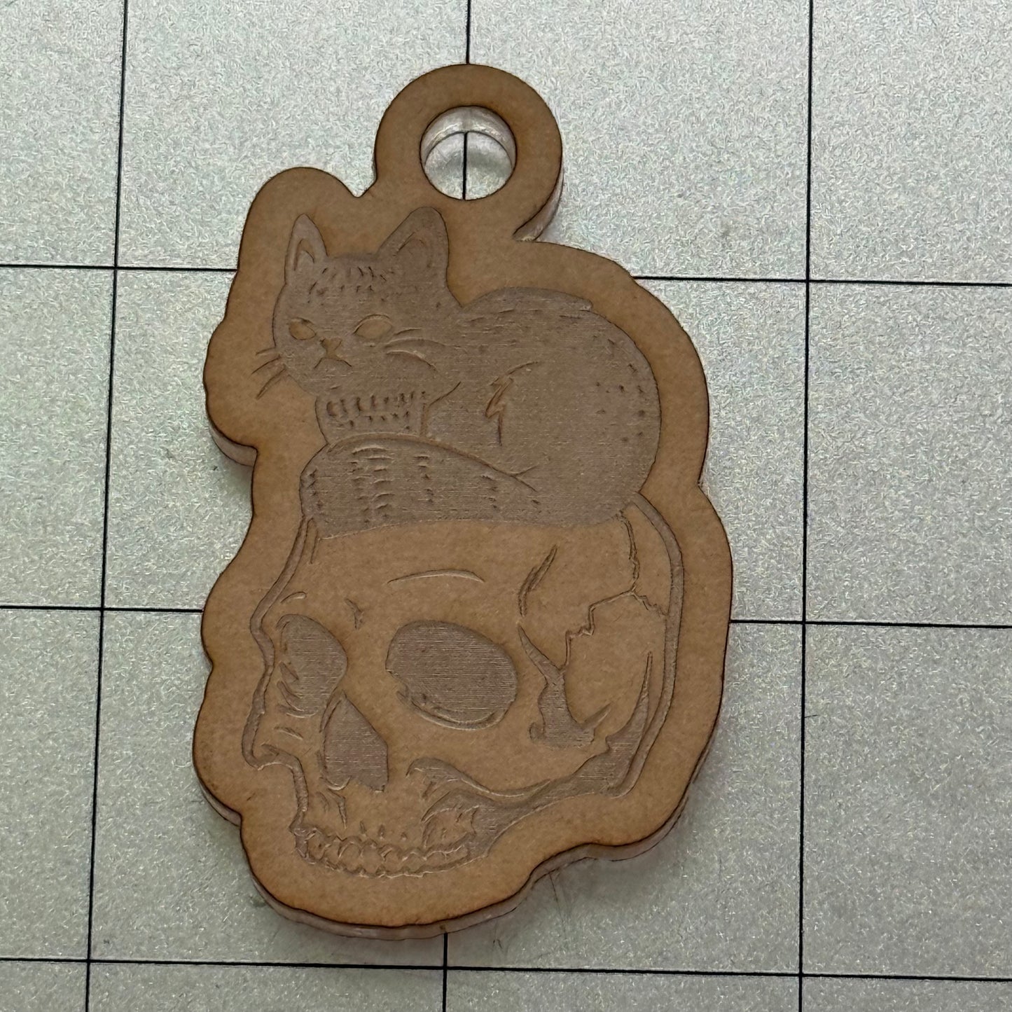 Cat on Skull Acrylic Blank for Mold Making