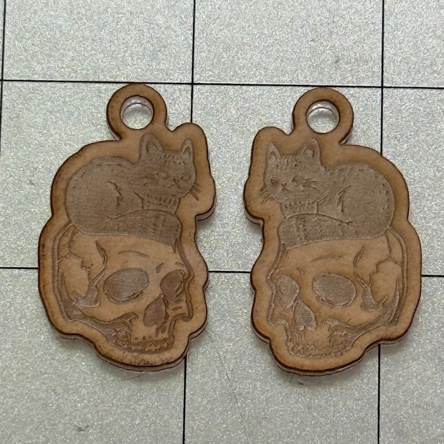 Cat on Skull Earrings Acrylic Blanks for Mold Making