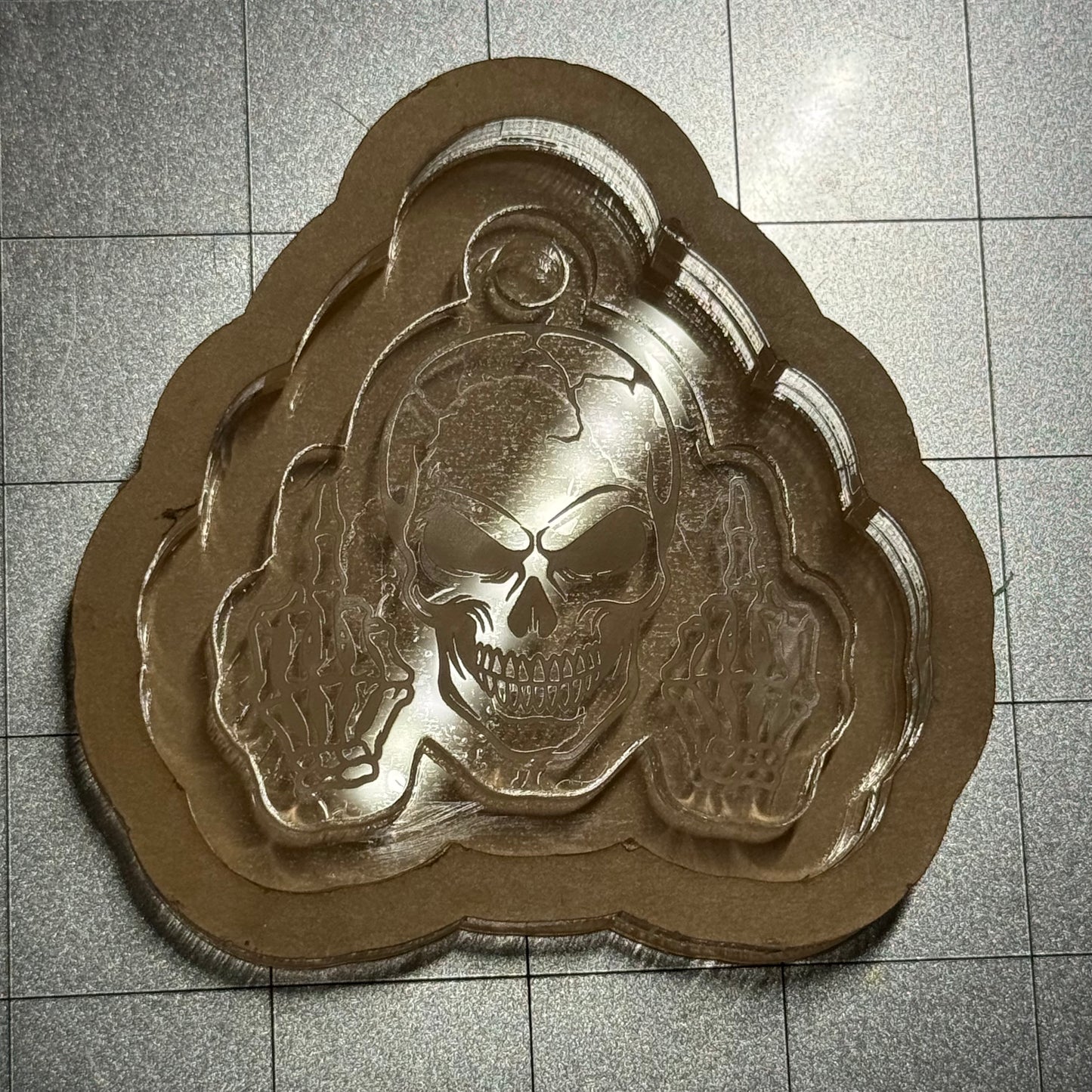 Used Skull Acrylic Blank for Mold Making with Attached Housing
