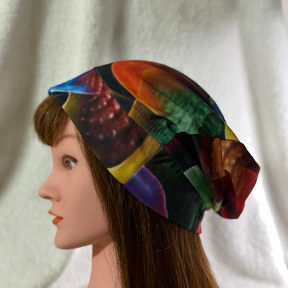 Psychedelic Shroomie Lightweight Slouch Beanie – Upcycled Everyday Hat
