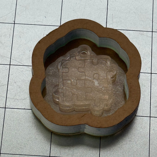 Used Autism Puzzle Acrylic Blank for Mold Making  with Attached Housing