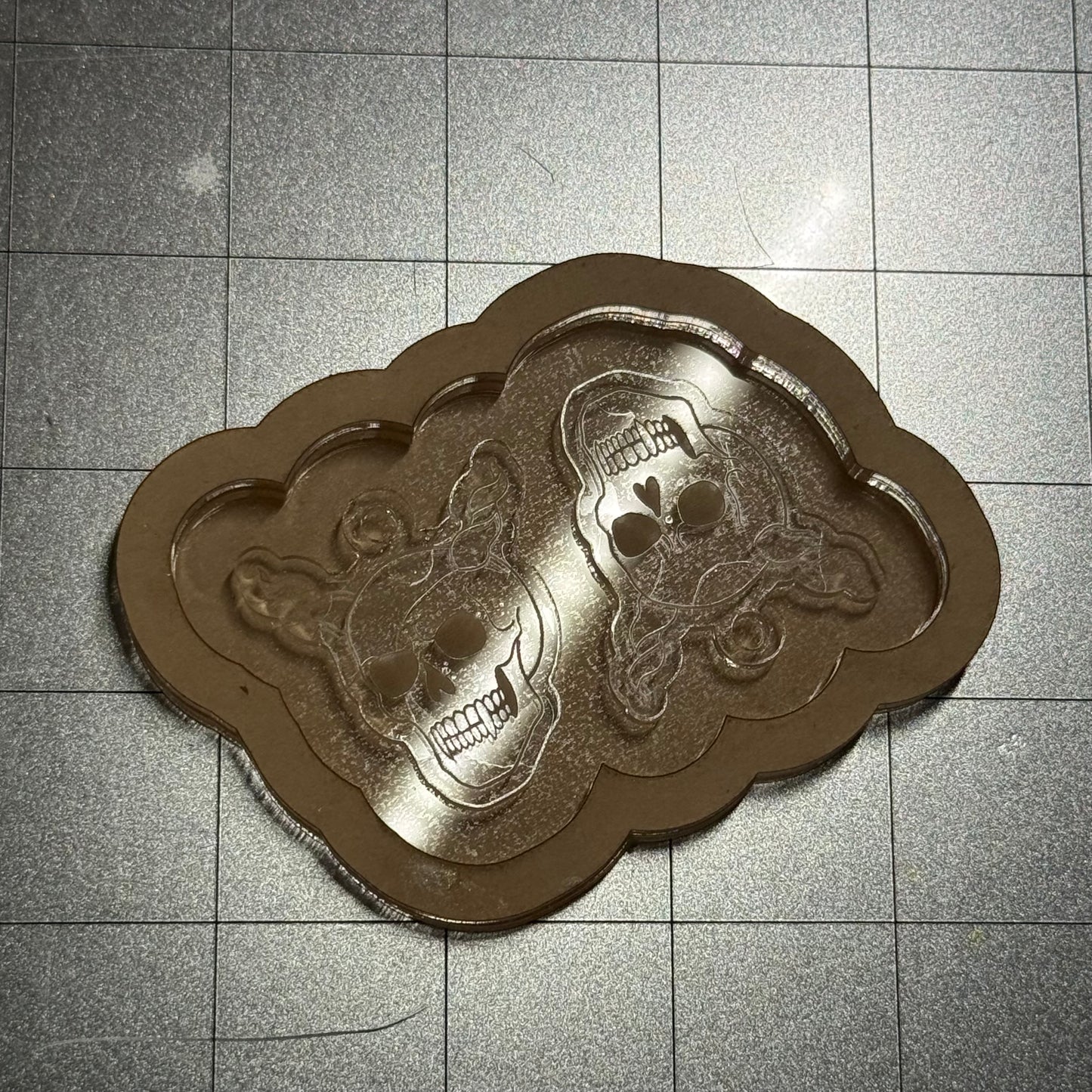 Used Skull Earrings Acrylic Blank for Mold Making  with Attached Housing