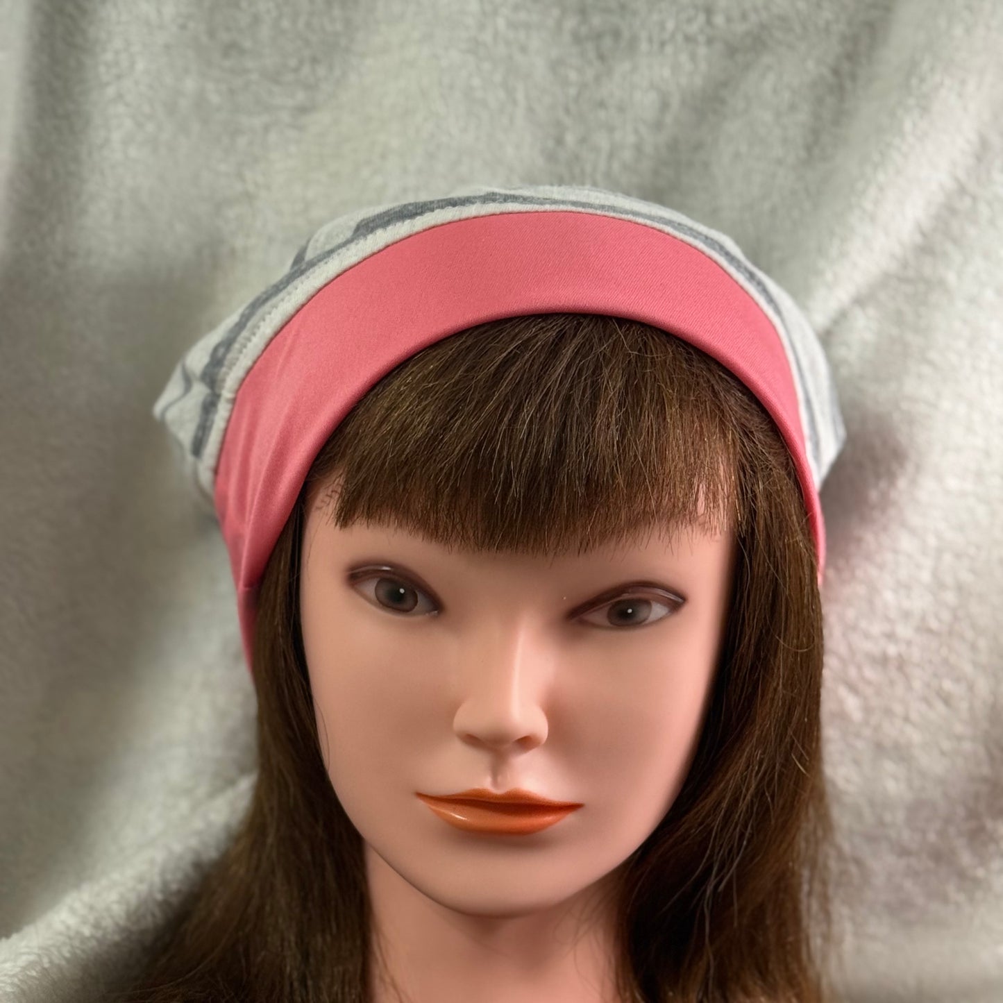 Striped & Pink Slouch Beanie – Upcycled Everyday Hat