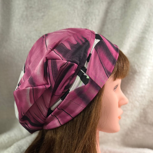 Pink Butterfly Slouch Beanie – Upcycled Everyday Hat