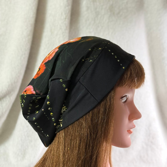 Midnight Bloom Lightweight Slouch Beanie – Upcycled Everyday Hat