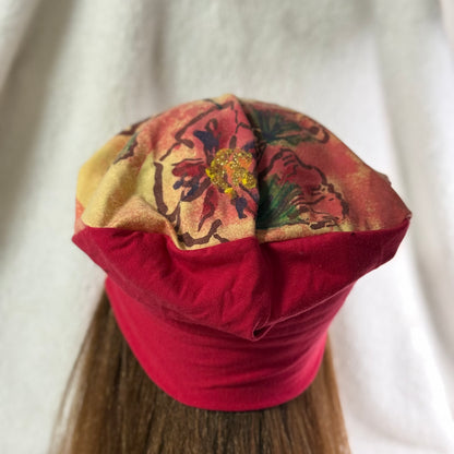 Floral Sunset Lightweight Slouch Beanie – Upcycled Everyday Hat