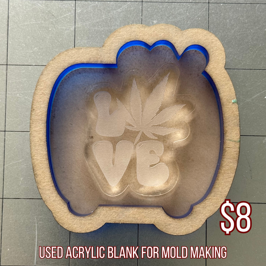 Used Love Acrylic Blank for Mold Making  with Attached Housing