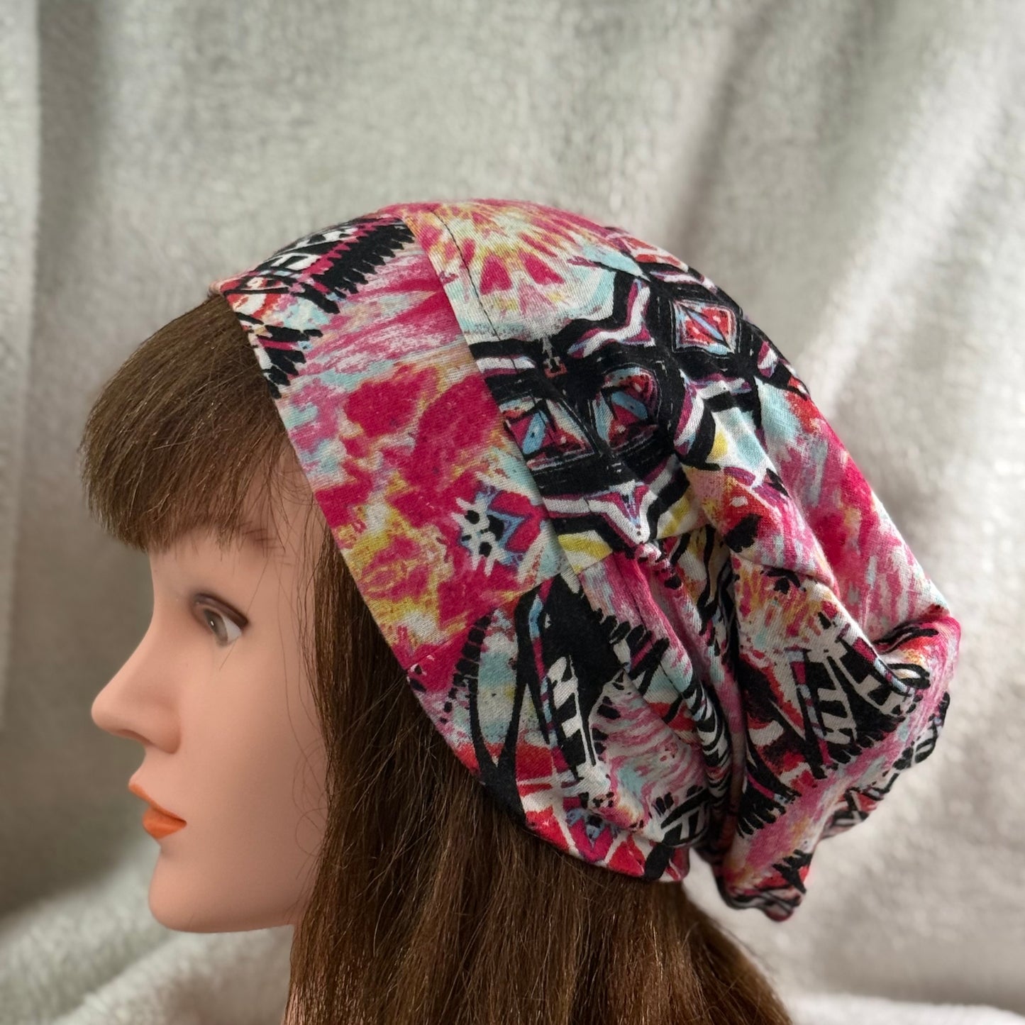 Electric Aztec Slouch Beanie – Upcycled Everyday Hat