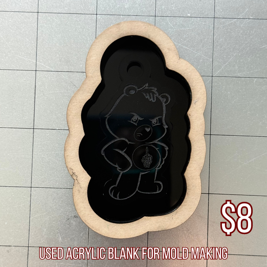 Used Bear Acrylic Blank for Mold Making with Attached Housing