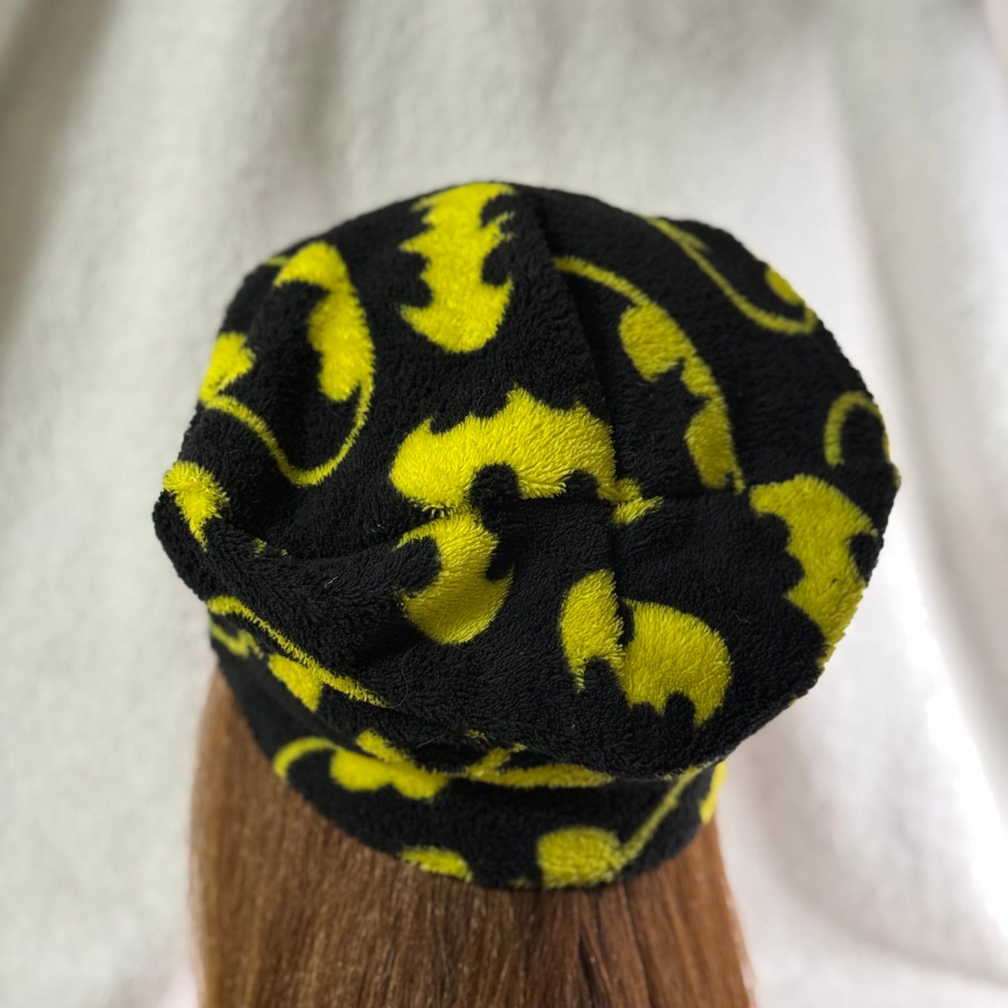 Dark Hero Fleece Slouch Beanie – Upcycled Cozy Winter Hat