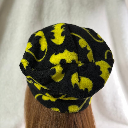 Dark Hero Fleece Slouch Beanie – Upcycled Cozy Winter Hat