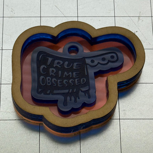 Used True Crime Obsessed Acrylic Blank for Mold Making  with Attached Housing