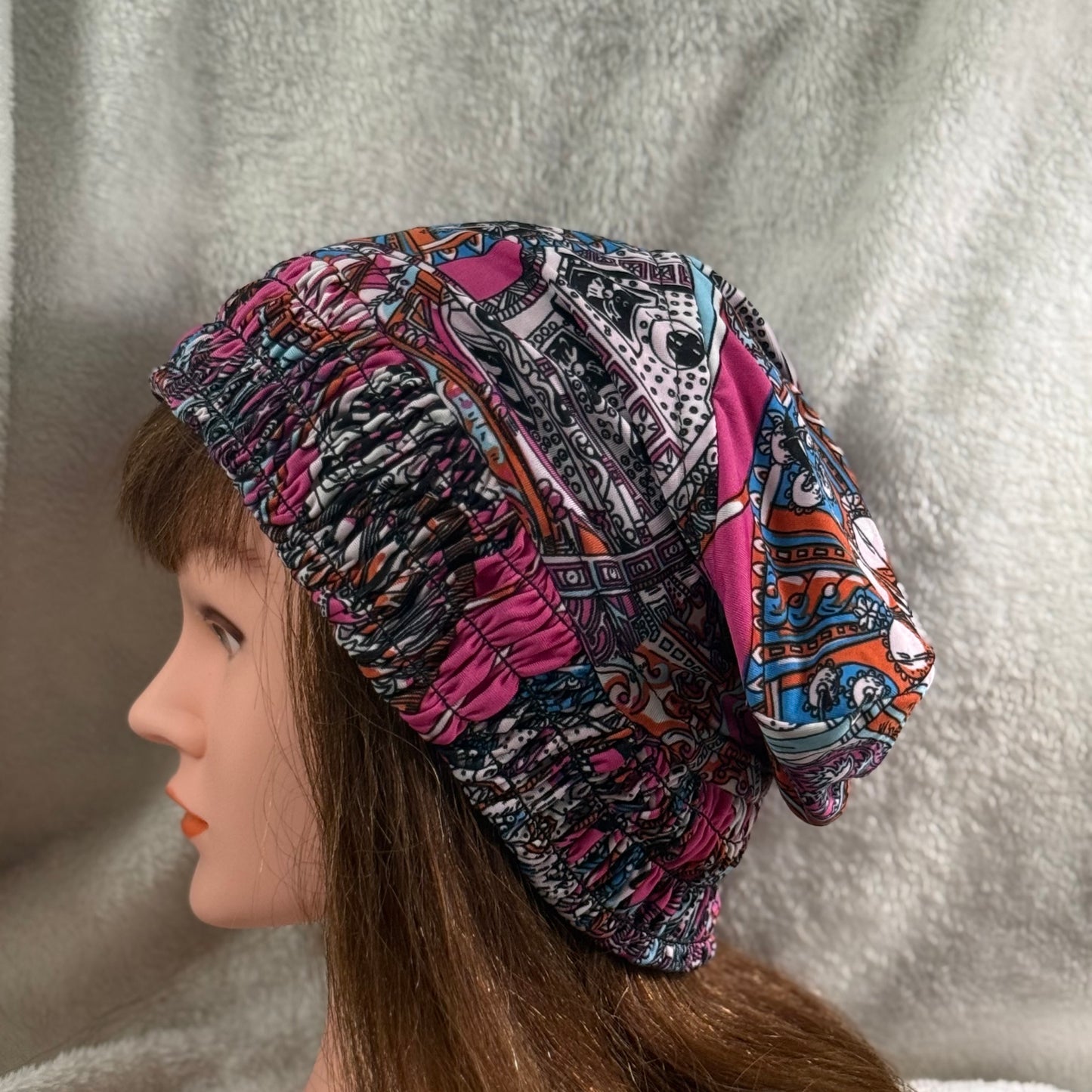 Mandala Mosaic Slouch Beanie – Upcycled Everyday Hat