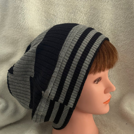 Grayscale Riot Slouch Beanie – Upcycled Everyday Hat