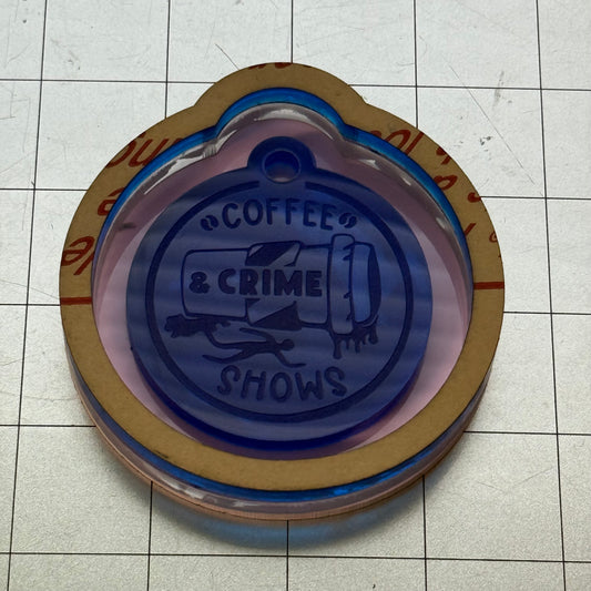Used Coffee and Crime Shows Acrylic Blank for Mold Making  with Attached Housing