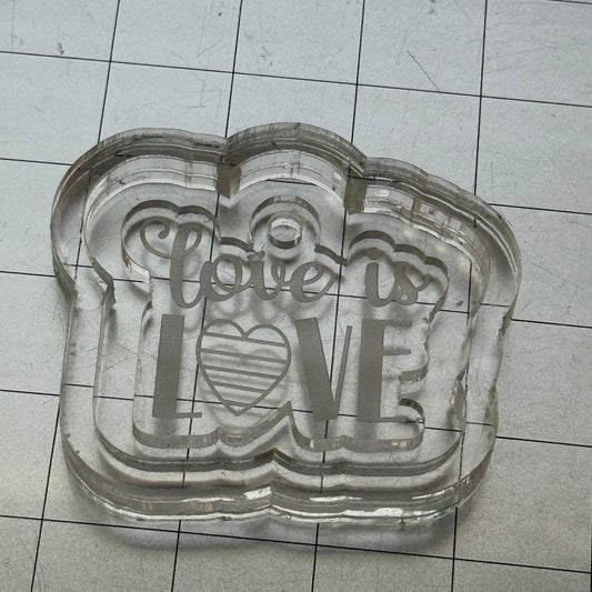 Used Love is Love Acrylic Blank for Mold Making  with Attached Housing