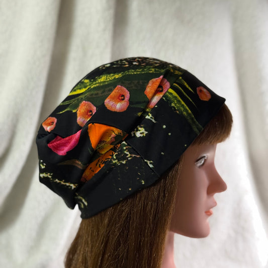 Midnight Bloom Lightweight Slouch Beanie – Upcycled Everyday Hat