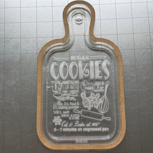 Used Sugar Cookie Recipe Board Acrylic Blank for Mold Making