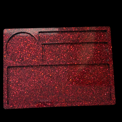 Red Glitter Resin Rolling Tray