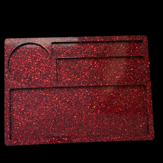 Red Glitter Resin Rolling Tray