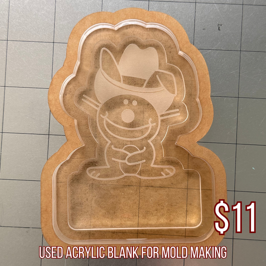 Used Bunny Flat Acrylic Blank for Mold Making with Attached Housing