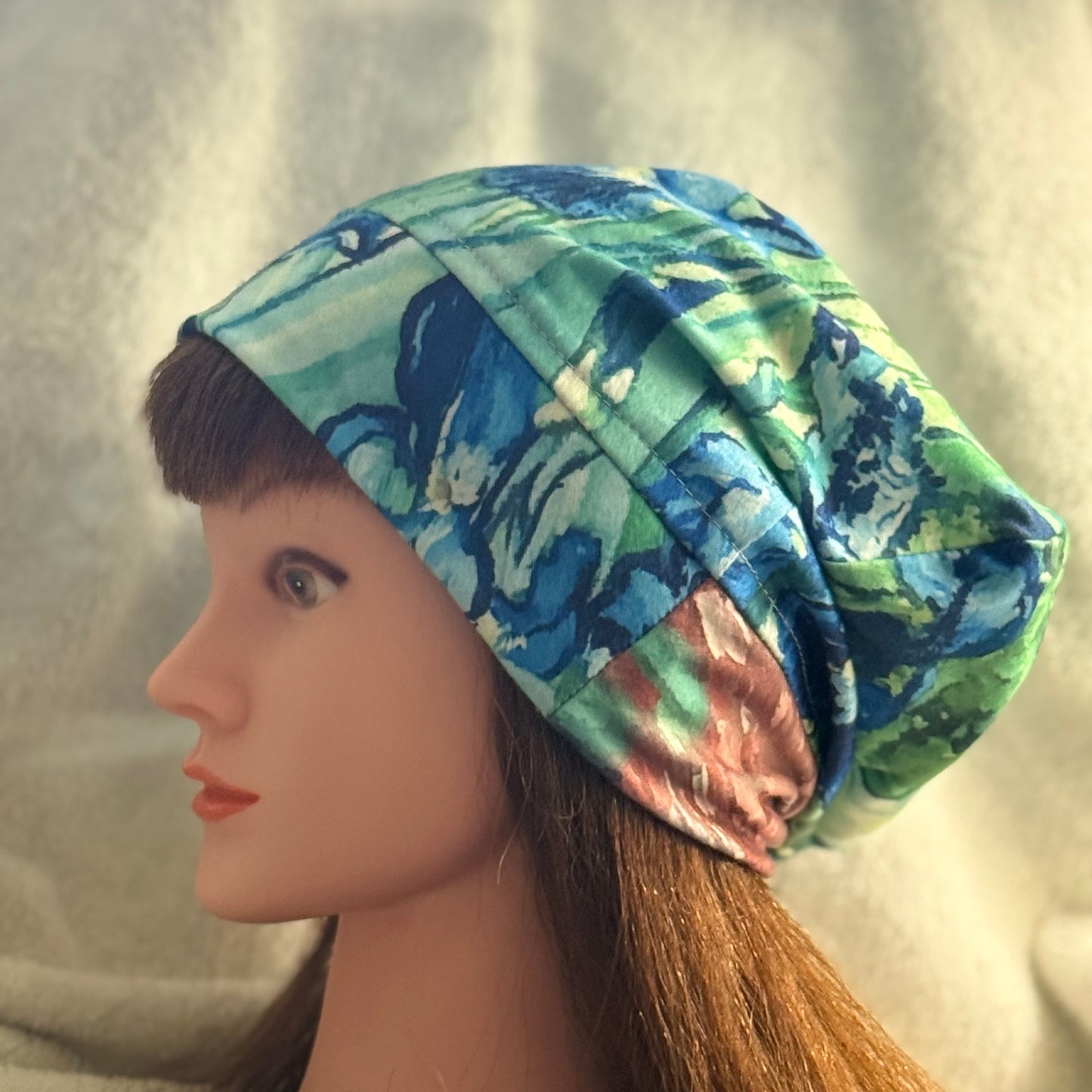 Iris Garden Slouch Beanie – Upcycled Everyday Hat