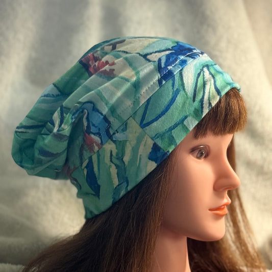 Iris Garden Slouch Beanie – Upcycled Everyday Hat
