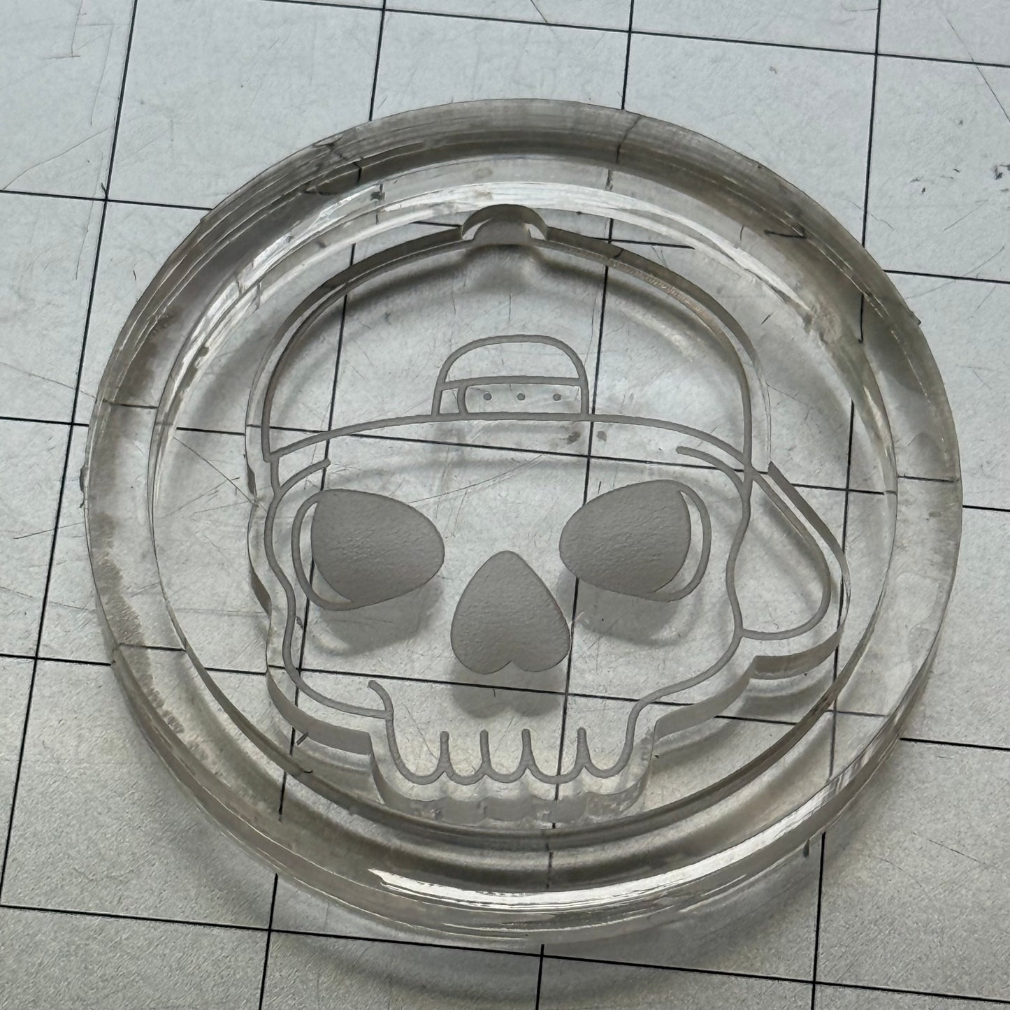 Used Skull Acrylic Blank for Mold Making with Attached Housing