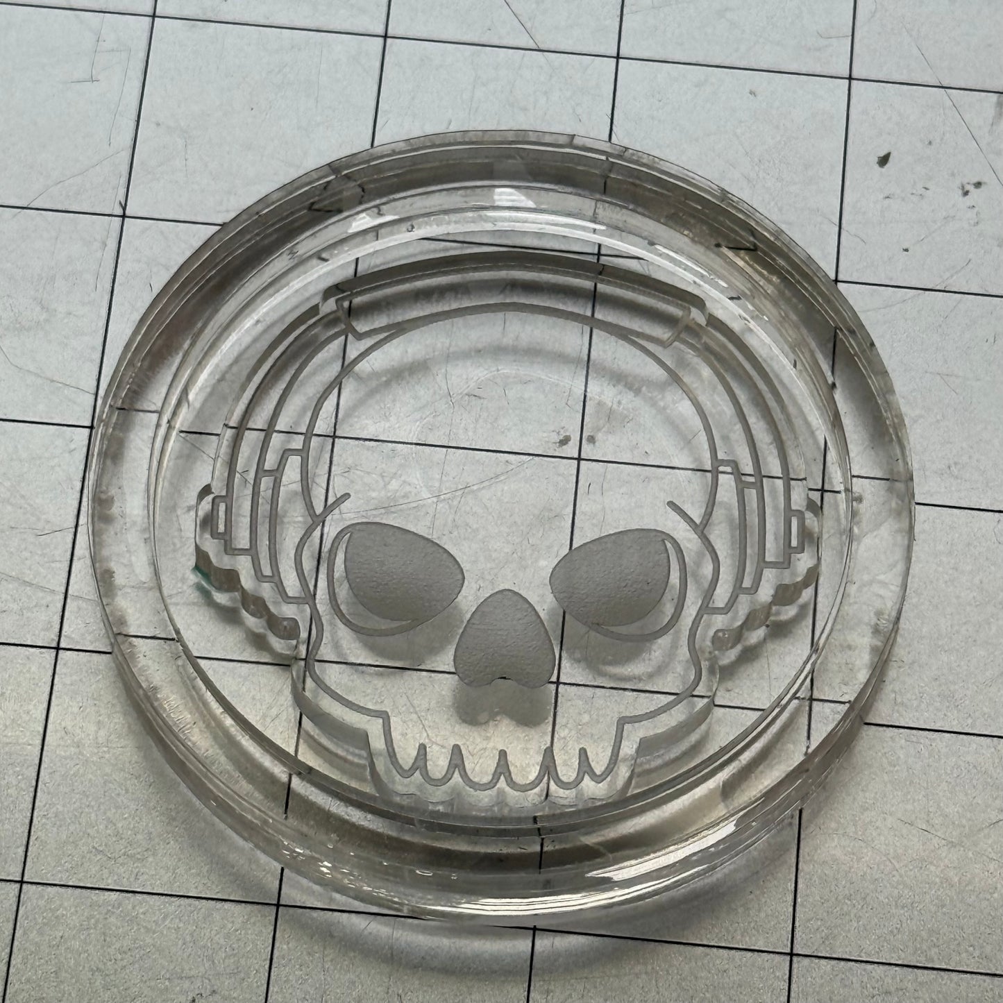 Used Skull Acrylic Blank for Mold Making with Attached Housing