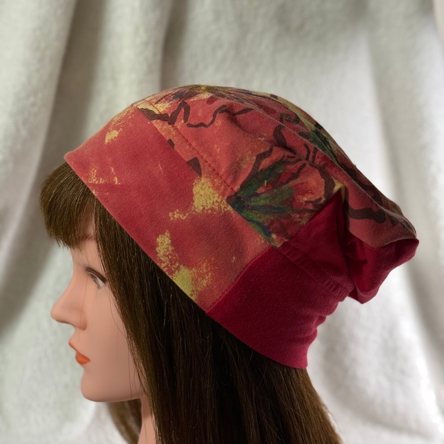 Floral Sunset Lightweight Slouch Beanie – Upcycled Everyday Hat